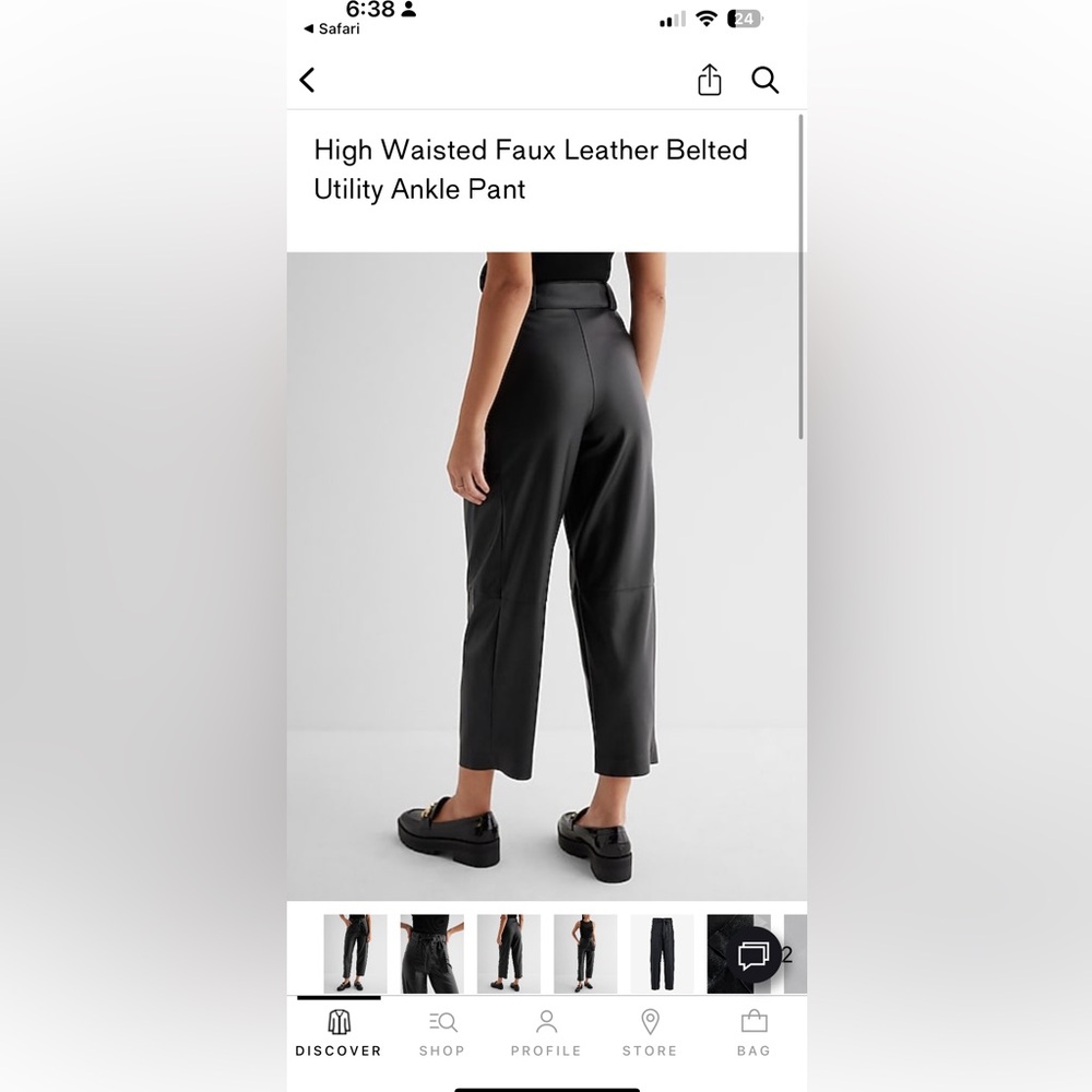 High Waisted Faux Leather Ankle Utility Pants - Picture 5 of 7